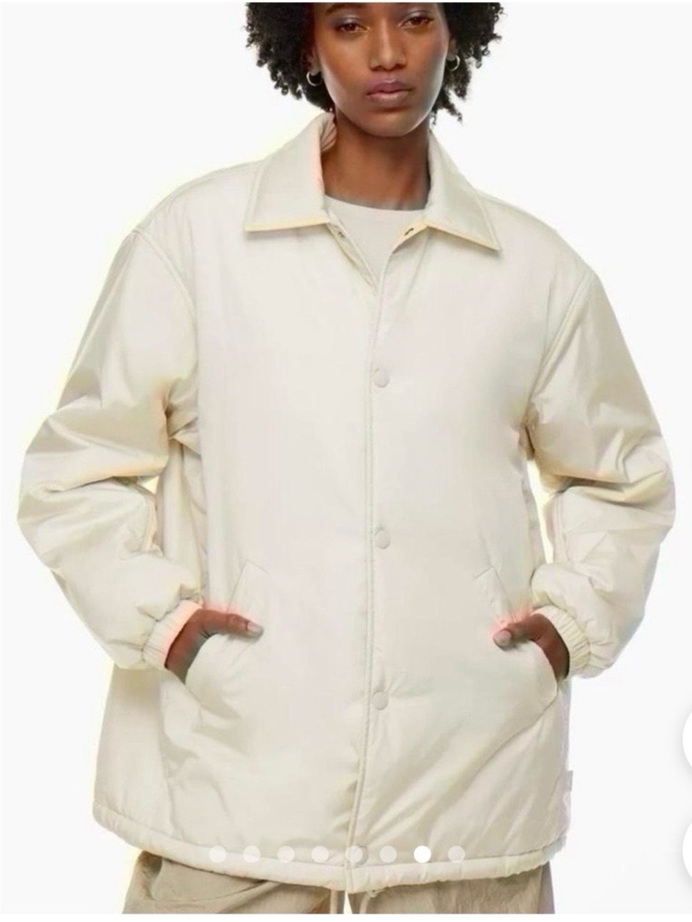 Aritzia TNA The Coaches Puffer Jacket Matte Pearl Cream Sz M